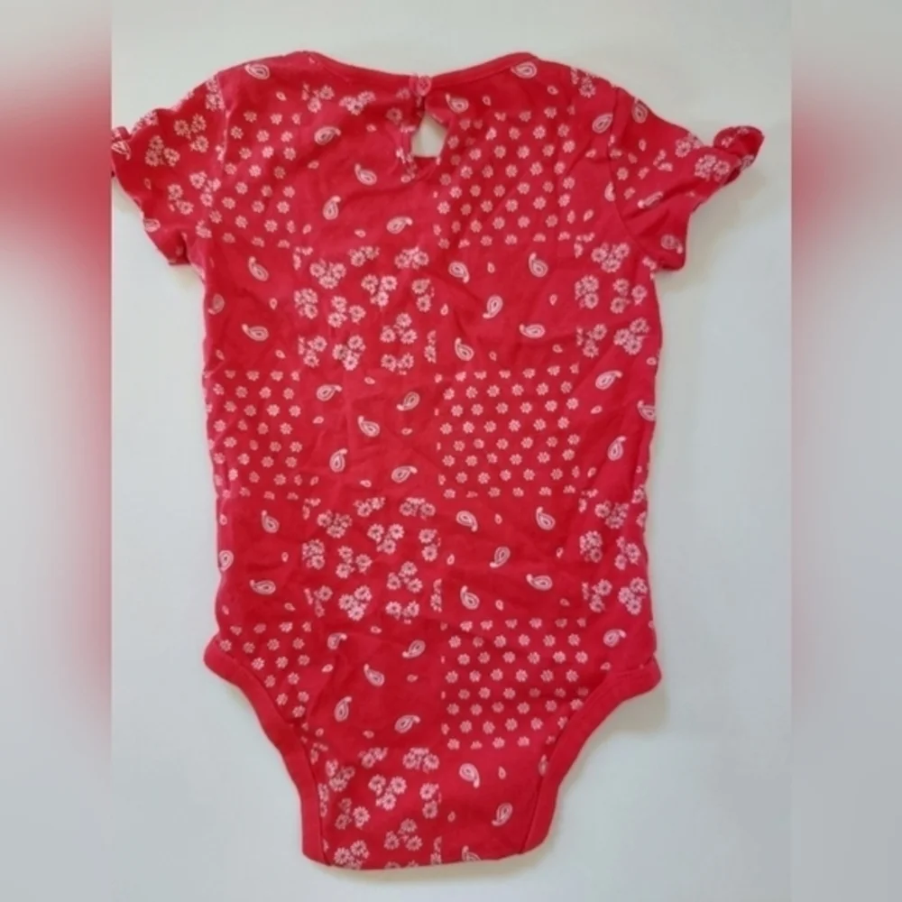 Patriotic red handkerchief‎ print Onesie With Knotted Sleeves Size 24 Months Osh